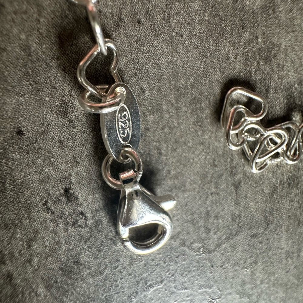 NWOT Sterling Silver 925 Silver Heart Chain Bracelet - Picture 4 of 6